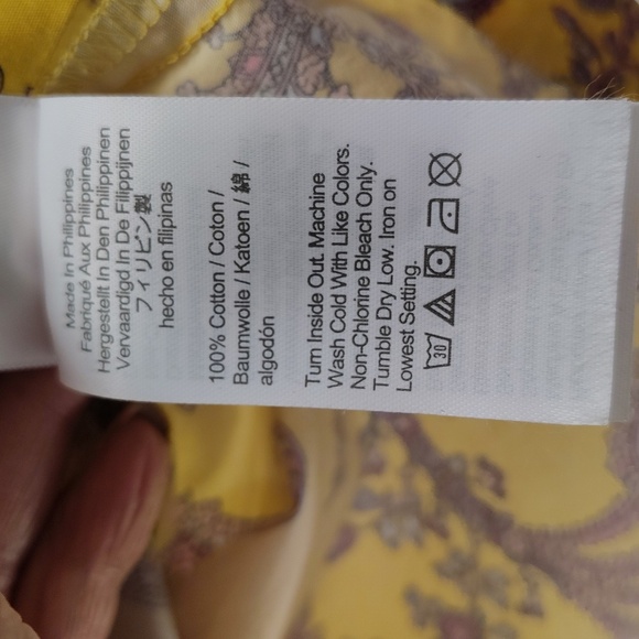 J. Crew Top Size XXL Yellow Floral Print Short Sleeve Tie Front Cotton - Picture 2 of 5